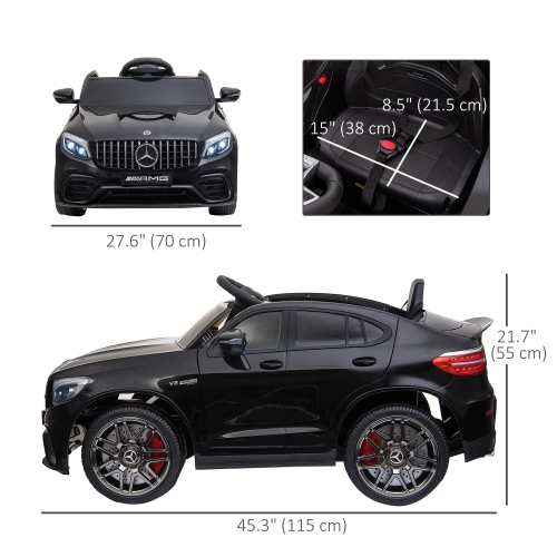 Aosom 12V/7AH Kids Ride on Car, Mercedes Benz AMG GLC63S Coupe, Electric Car with Remote Control, Handle, 2 Speed, with Music, Electric Light, Easy