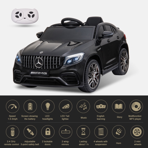 Aosom 12V/7AH Kids Ride on Car, Mercedes Benz AMG GLC63S Coupe, Electric Car with Remote Control, Handle, 2 Speed, with Music, Electric Light, Easy