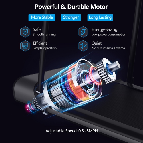 Installation-Free Ultra-Thin Folding Treadmill, Exercise Fitness Machine W/5-Layer