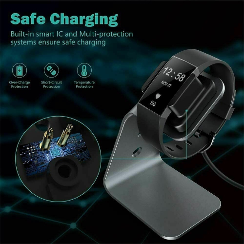 ISTAR Charger Dock Compatible with Fitbit Charge 3 / 4, Charging Stand Cable Cord Station Cradle Base Replacement Accessories with 4.2 ft USB Cable