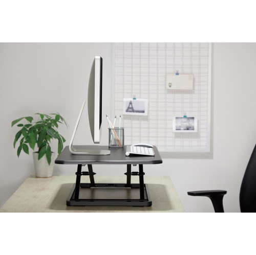 Amer Mounts - Ultra-Slim Height Adjustable Sit/Stand Workstation Desk - Black 26.4" Wide Tabletop - 1.8" Low-Profile Design - EZUP2619