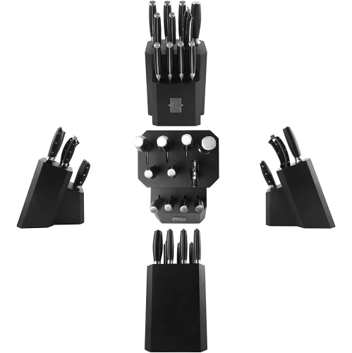 TUO Kitchen Knife Set - 12 Pcs Knife Set with Wooden Block - Premium Forged German Stainless Steel, Ergonomic Pakkawood Handle - Black Hawk Series