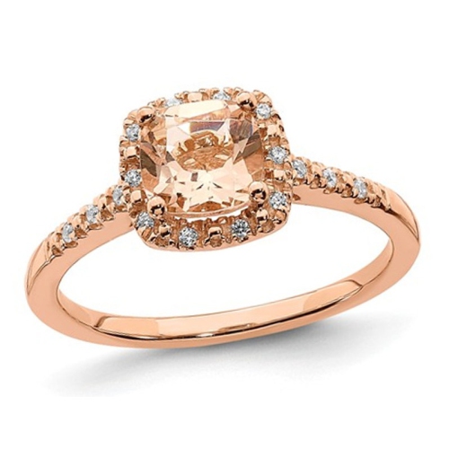 GEM AND HARMONY  8/10 Carat (Ctw) Morganite Ring In 14K Rose Gold With Diamonds (Szie 7) In Pink
