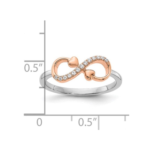 Bague en forme de coeur infini en or blanc et rose 14 ct avec diamants décoratifs