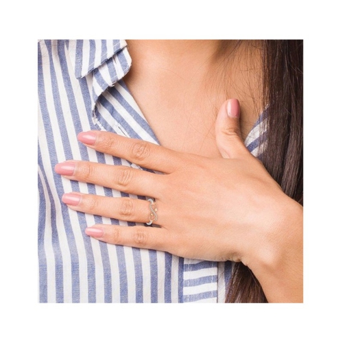 Bague en forme de coeur infini en or blanc et rose 14 ct avec diamants décoratifs