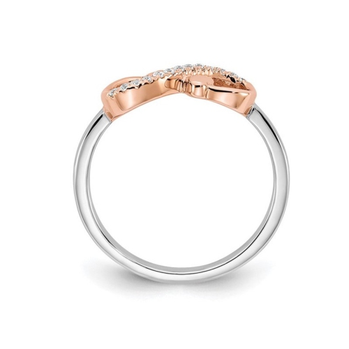 Bague en forme de coeur infini en or blanc et rose 14 ct avec diamants décoratifs