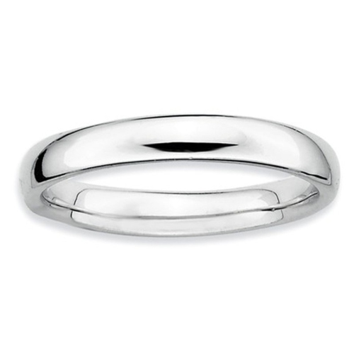 Sterling Silver Rhodium Plated Stackable Polished Ring