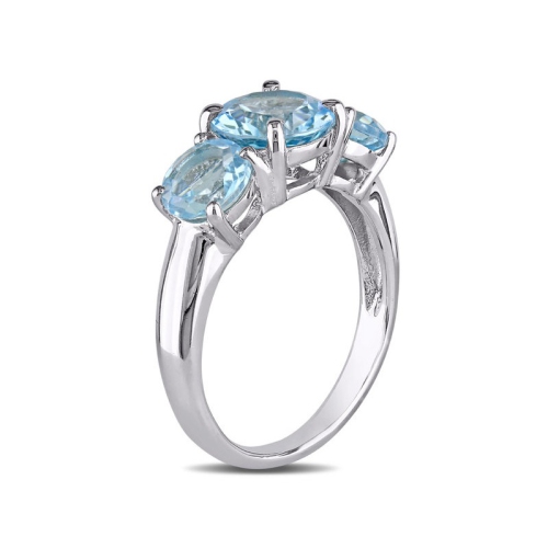 4.35 Carat Blue Topaz Three Stone Ring in Sterling Silver