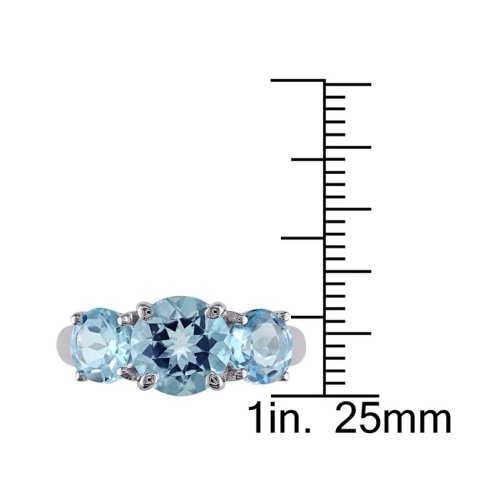 4.35 Carat Blue Topaz Three Stone Ring in Sterling Silver