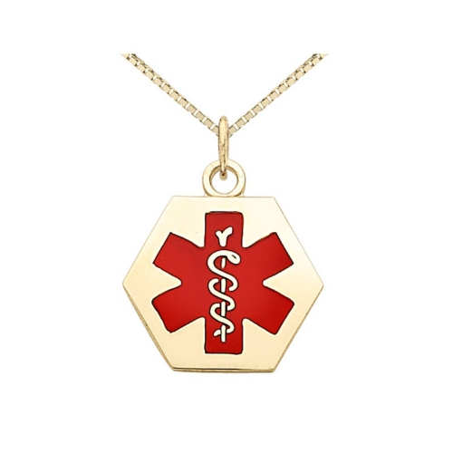 GEM AND HARMONY  14K Gold Medical Charm Pendant Necklace With Chain (1 Inch) In Yellow