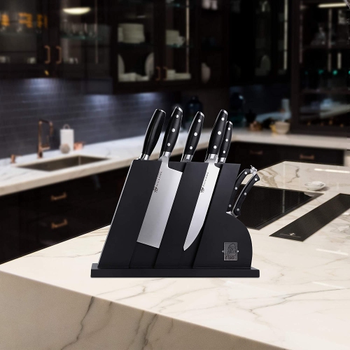 TUO Kitchen Knife Set - 8 Pcs Knife Set with Wooden Block, Honing Steel Shears Included - German HC Stainless Steel Knife Block Set - Ergonomic
