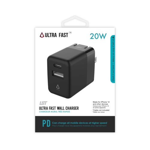 LBT 20W Dual-port PD Wall Charger - Black
