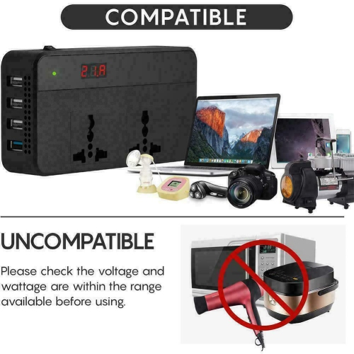 Onduleur de voiture 200 W c.c. 12 V 4 ports USB Adaptateur de chargeur pour l’auto avec interrupteur