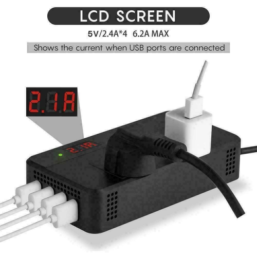 Onduleur de voiture 200 W c.c. 12 V 4 ports USB Adaptateur de chargeur pour l’auto avec interrupteur