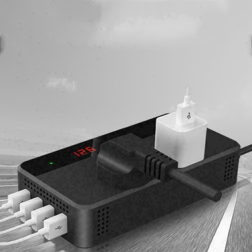 Onduleur de voiture 200 W c.c. 12 V 4 ports USB Adaptateur de chargeur pour l’auto avec interrupteur