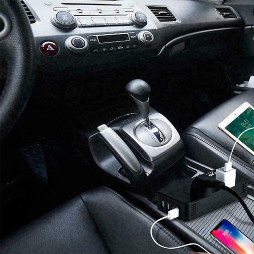 Onduleur de voiture 200 W c.c. 12 V 4 ports USB Adaptateur de chargeur pour l’auto avec interrupteur