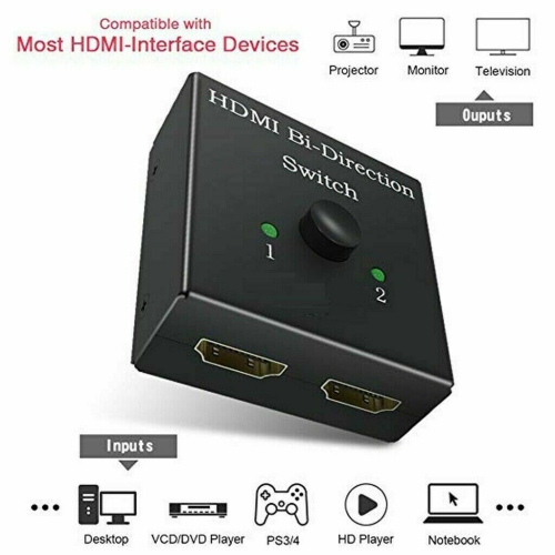 2x1 1x2 UHD 4K Bi Direction HDMI 2.0 Switch Switcher Splitter Hub HDCP 3D 1080P