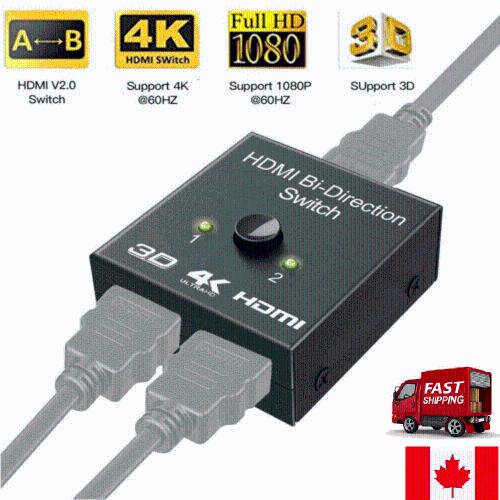 2x1 1x2 UHD 4K Bi Direction HDMI 2.0 Switch Switcher Splitter Hub HDCP 3D 1080P