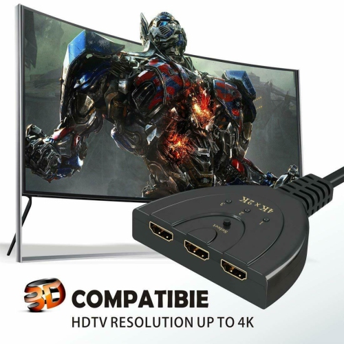 Gold-Plated HDMI Switch swicher Splitter 3 Port, Supports 4K, Full HD1080p, 3D