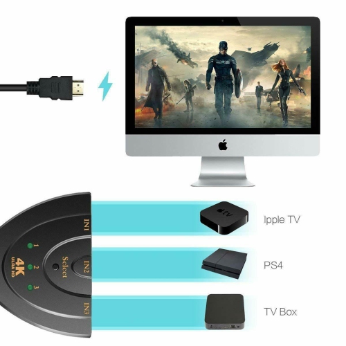 Gold-Plated HDMI Switch swicher Splitter 3 Port, Supports 4K, Full HD1080p, 3D