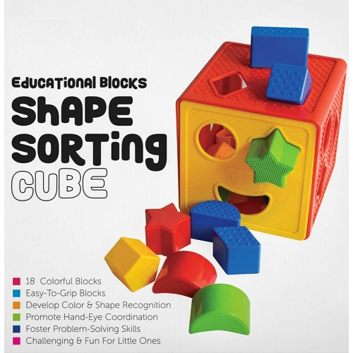 18 blocs de formes pour bébé reconnaître les couleurs des jouets avec boîte cubique de tri coloré
