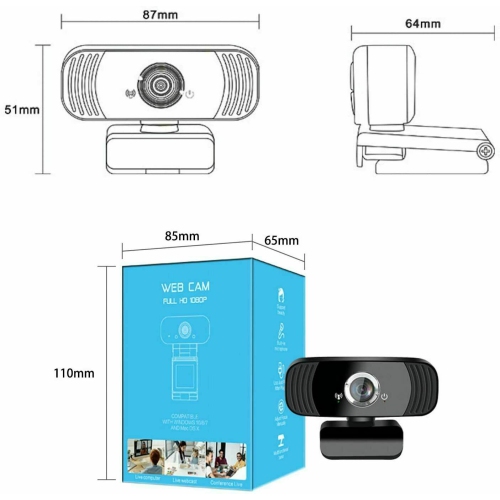 HD 1080P Webcam Mini Computer PC WebCamera with Microphone Rotatable Cameras
