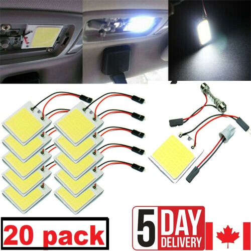 20pcs 48SMD COB White Panel LED T10 Car Interior Panel Light 12V Dome Lamp Bulb
