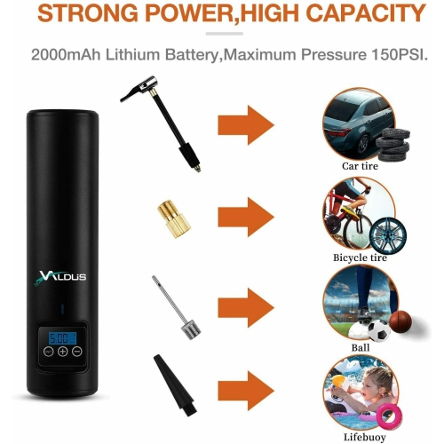 Mini compresseur d’air portatif gonfleur de pneu pompe portative USB affichage de l’air