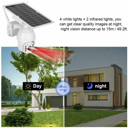 1080P Wireless Camera Outdoor Solar Powered Battery PTZ camera IP Waterproof US