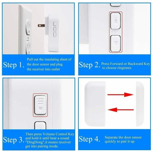Waterproof Wireless Doorbell Kit 4 Volume Levels for Home,Office,Shops,Classroom