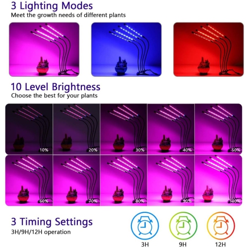 ISTAR 9 Dimmable Levels Grow Light with 3 Modes Timing Function for Indoor Plants