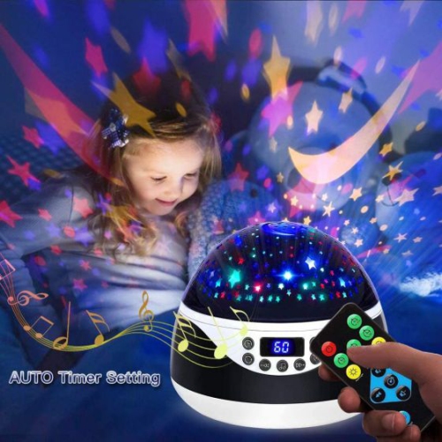 Rotating Starry Sky Projection Night light Moon Star Lamp for Kids Baby Party : Night Light For Kids Star and Moon Nebula Star Projector 360 Degree