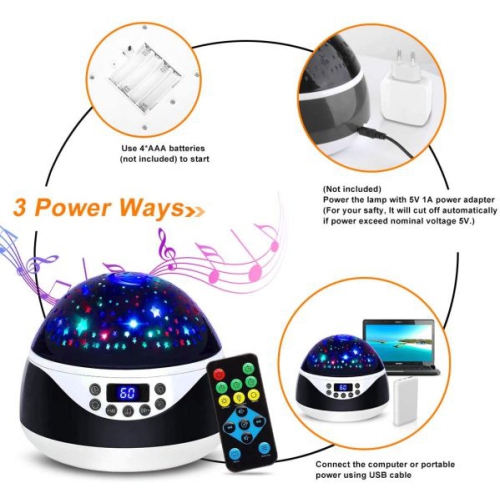 Rotating Starry Sky Projection Night light Moon Star Lamp for Kids Baby Party : Night Light For Kids Star and Moon Nebula Star Projector 360 Degree