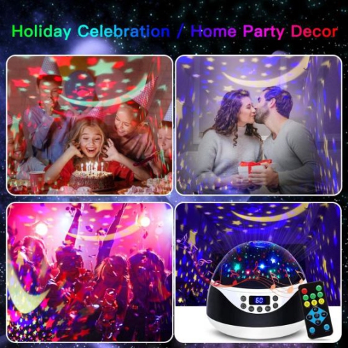 Rotating Starry Sky Projection Night light Moon Star Lamp for Kids Baby Party : Night Light For Kids Star and Moon Nebula Star Projector 360 Degree
