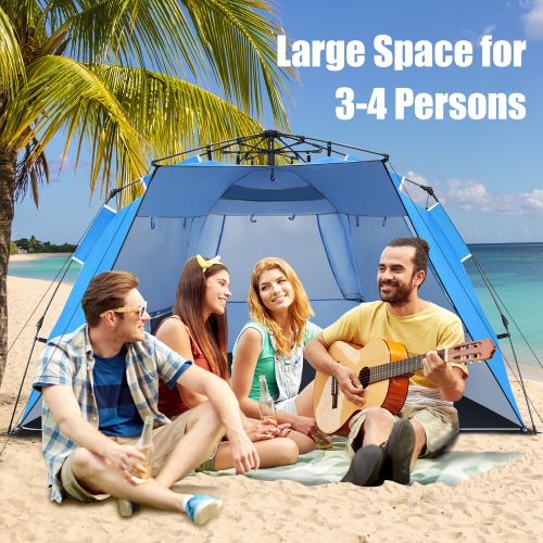 Costway 3-4 Person Easy Pop Up Beach Tent UPF 50+ Portable Sun Shelter