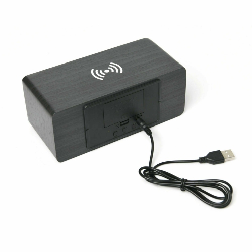 Réveille-matin avec recharge sans fil en bois numérique chambre numérique à DEL CA électrique en bois