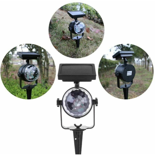 Lampe laser solaire de projecteur à DEL rotative colorée et colorée; Lampe de fête de Noël