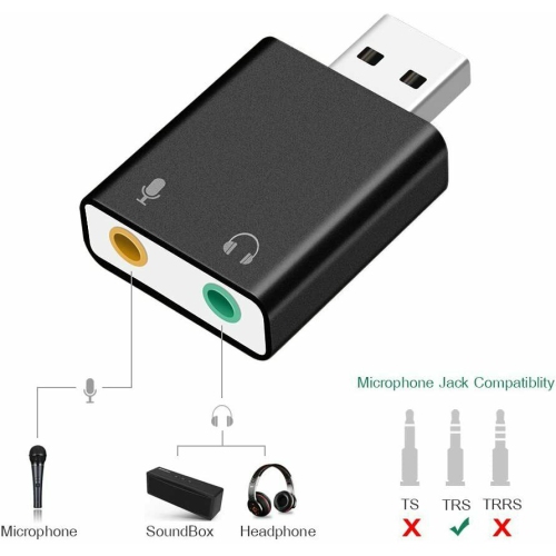 7.1 carte son USB externe USB vers Jack 3.5mm casque adaptateur Audio  numérique Microphone carte son pour Mac 