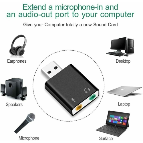 USB 2.0 to 3.5mm mic headphone Jack Stereo Headset Sound Card Audio Adapter CA