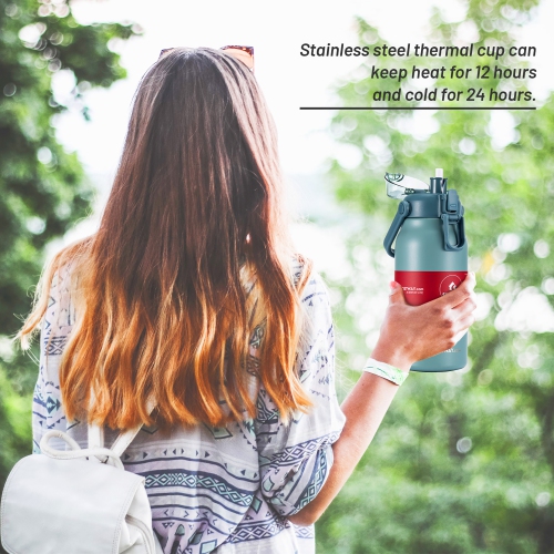 Costway 44oz Vacuum Insulated Stainless Steel Sports Water Bottle Leakproof Flask