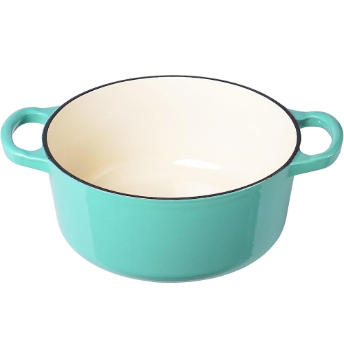 Faitout en fonte de 4,2 pte avec poignée et bouton en acier inoxydable, vert