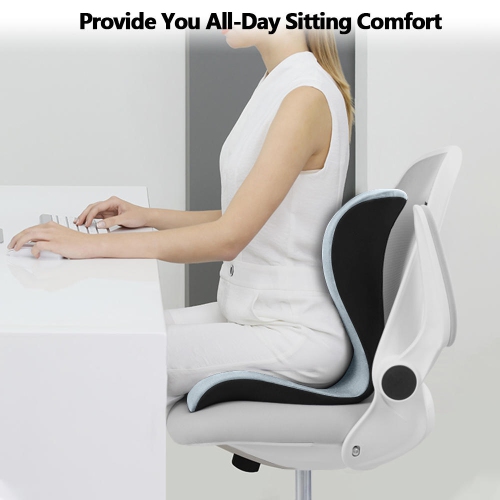 Ergonomic Memory Foam Backrest Seat Cushion with Integrated Back Support On office chair, wheelchair - Gray- 42 x 40 x 38cm