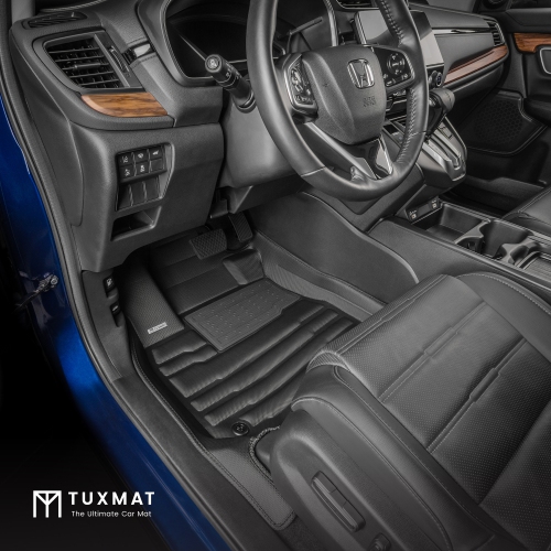 TuxMat - For Honda CR-V 2017-2022 Models - Custom Car Mats - Maximum Coverage, All Weather, Laser Measured - This Full Set Includes 1st and 2nd Rows