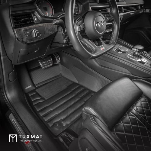 TuxMat - For Audi A4 2017-2025 Models - Custom Car Mats - Maximum Coverage, All Weather, Laser Measured - This Full Set Includes 1st and 2nd Rows