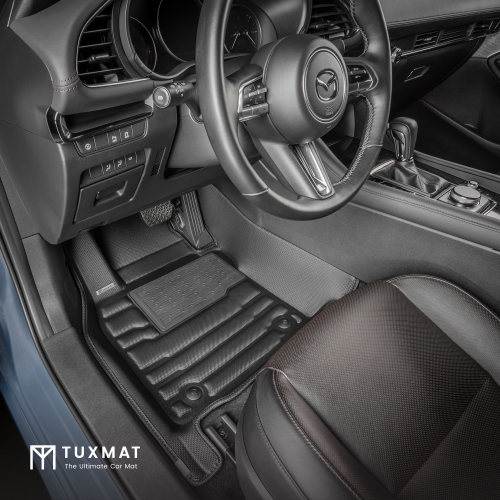 TuxMat - For Mazda 3 AWD 2019-2026 Models - Custom Car Mats - Maximum Coverage, All Weather, Laser Measured - This Full Set Includes 1st and 2nd Rows