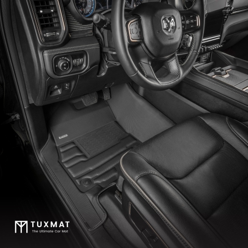 TuxMat - For Dodge Ram 1500 Crew Cab 2019-2024 Models - Custom Car Mats - Maximum Coverage, All Weather, Laser Measured - This Full Set Includes 1st