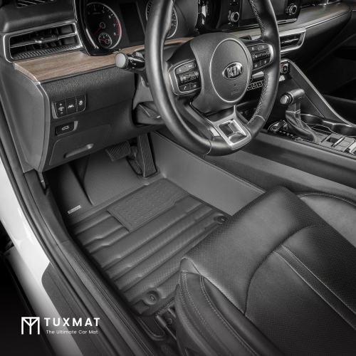 TuxMat - For Kia K5 AWD 2021-2026 Models - Custom Car Mats - Maximum Coverage, All Weather, Laser Measured - This Full Set Includes 1st and 2nd Rows