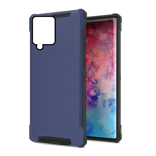 TopSave New Style Matte Polish PC & Edge Corner TPU Combine Armor Rugged Hard Case For Samsung Galaxy A12, Navy Blue