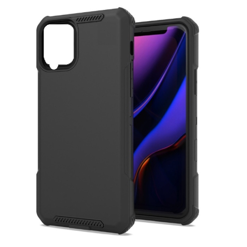 TopSave New Style Matte Polish PC & Edge Corner TPU Combine Armor Rugged Hard Case For Samsung Galaxy A12, Black