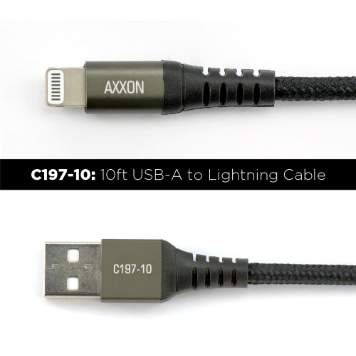AxxonPremier Kevlar Lightning to USB A Cable, MFi-Certified iPhone 10 ft Charging Cable